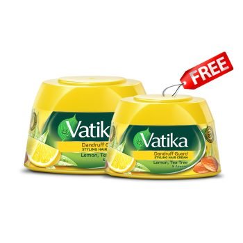 Vatika Naturals Dandruff Guard Styling Hair Cream With Lemon, Tea Tree & Almond 140ml+70ml FREE