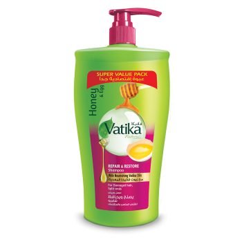 Vatika Naturals Repair & Restore Shampoo 1000ml | Enriched with Honey & Egg Extracts | For Damaged Hair, With Split Ends | With Nourishing Vatika Oils