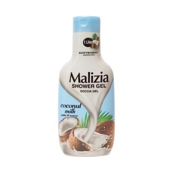 Malizia Shower Gel Coconut Milk 1000ml | Gentle Body Wash, Family Pack, Premium Beauty