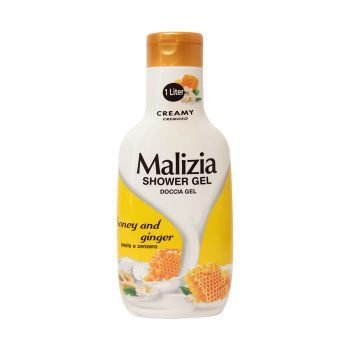 Malizia Shower Gel Honey and Ginger 1000ml | Gentle Body Wash, Family Pack, Premium Beauty