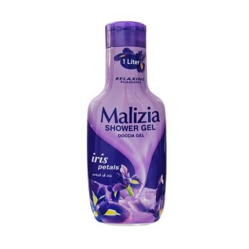 Malizia Shower Gel Iris Petals 1000ml | Gentle Body Wash, Family Pack, Premium Beauty