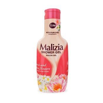 Malizia Shower Gel Monoi and Lotus Flowers 1000ml | Gentle Body Wash, Family Pack, Premium Beauty