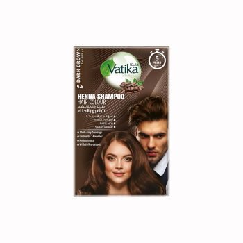 Vatika Naturals Instant Henna Shampoo Hair Colour Dark Brown (20ml + Gloves) | With Coffee Extracts | 100% Grey Coverage in 5 Minutes | No Ammonia | Lasts Up to 24 Washes