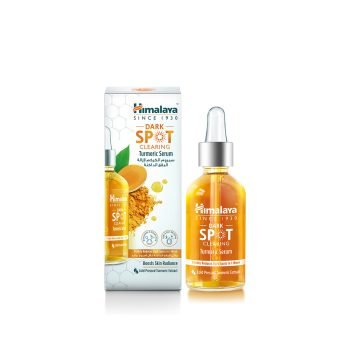 Himalaya Dark Spot Clearing Turmeric Serum 30 ml bottle with turmeric root
