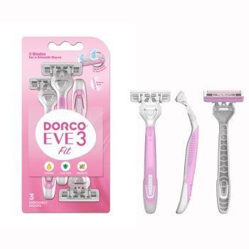 Dorco Eve 3 Women’s Disposable Razors with 3 blades, pivoting head, moisture strip