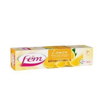 FEM Hair Removal Cream with Refreshing Lemon 50g for Skin Refreshing with pH Balancing Skin Care Lotion