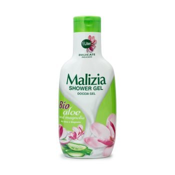 Malizia Shower Gel Bio Aloe and Magnolia 1000ml | Gentle Body Wash, Family Pack, Premium Beauty