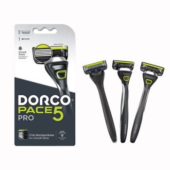 Dorco Pace 5 Pro System Razor for Men - Shaving System with Trimmer, 2 Heads, 1 Handle