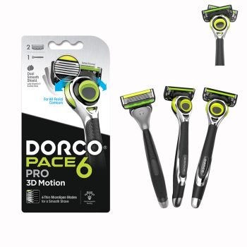 Dorco Pace 6 Pro System Razor for Men -  6-Blade Shaving System, 2 Heads, 1 Handle